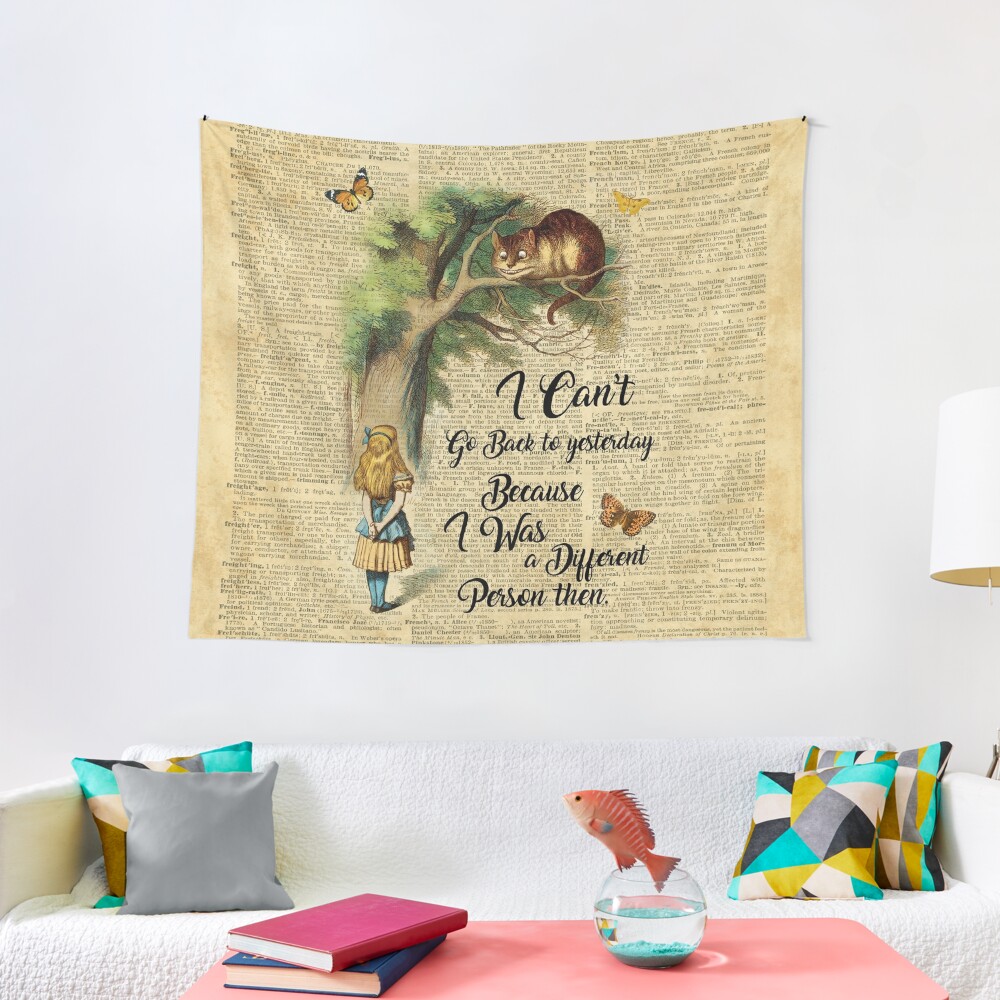 Discover Alice in Wonderland Quote,Cheshire Cat,Vintage Dictionary Art | Tapestry