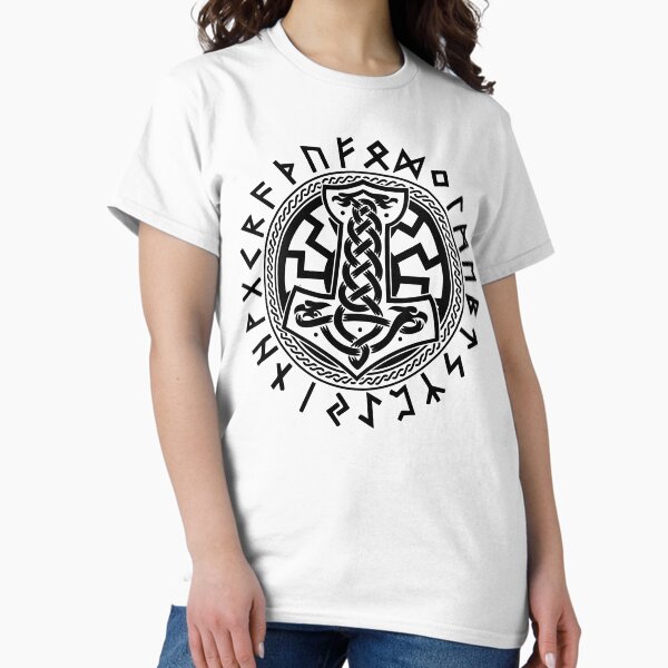 Item preview, Viking Runes Hammer Celtic Hugin Munin Ravens Vikings designed and sold by Dog-T-Shirts.