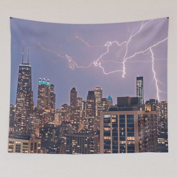 Item preview, Chicago Skyline at Night designed and sold by Sofia-Draws.