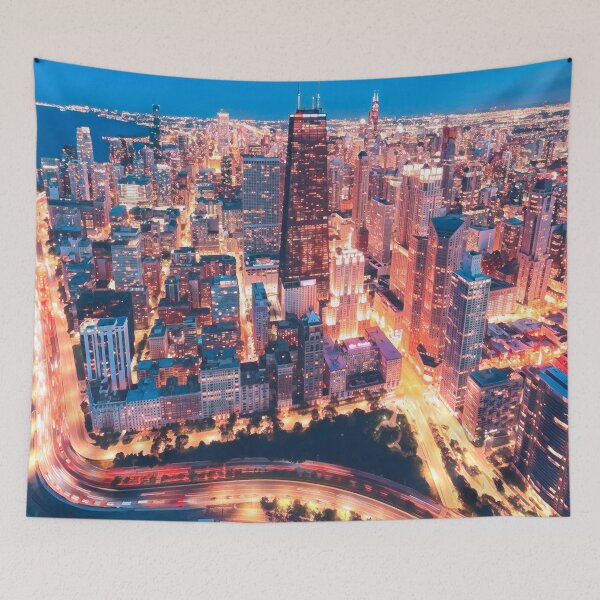 Item preview, Chicago City Skyline at Night designed and sold by Sofia-Draws.