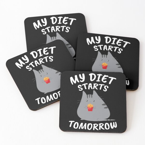 Item preview, My Diet Starts Tomorrow Funny Dieting Cat Anti Diet designed and sold by dass-art.