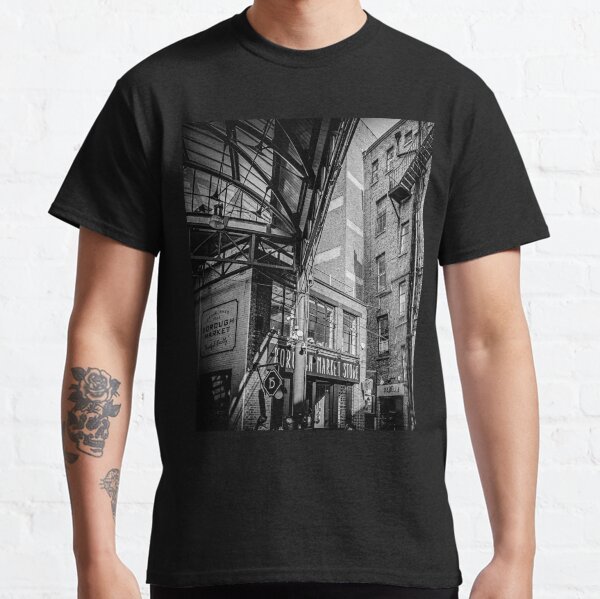 The industrial vintage Borough Market in London, Black and White Photo Classic T-Shirt