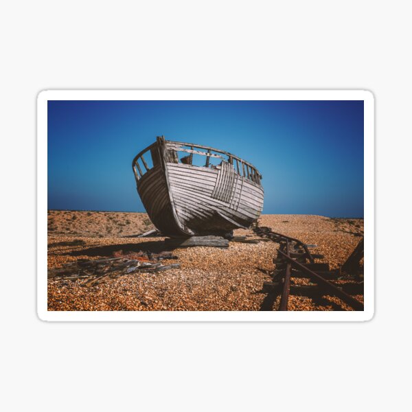 Old decaying fishing boat Sticker