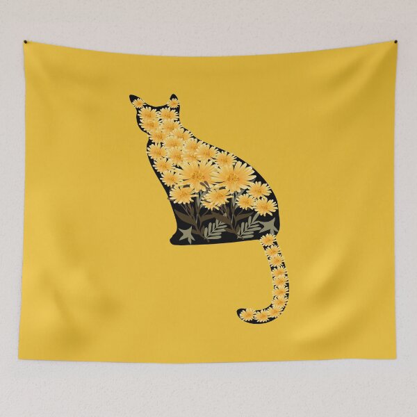 Item preview, Black Cat With Yellow Margaret Flowers  designed and sold by AmeliaStore1.
