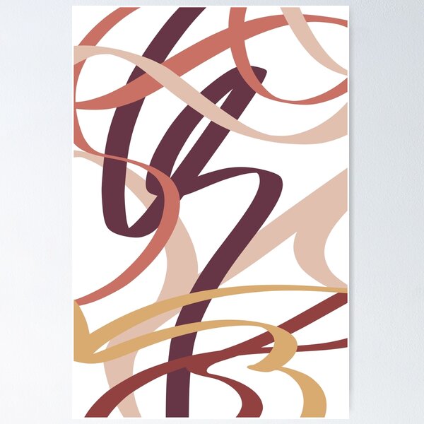 Item preview, Arte lineal abstracto en rojo, morado y dorado designed and sold by Linlera.