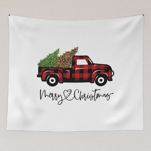 Item preview, Merry Christmas Buffalo Truck Tree Red Plaid Leopard designed and sold by shlebah.