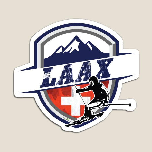 Item preview, Laax Ski Switzerland Skiing Alps Sticker T-Shirt 02 designed and sold by OuterShellUK.