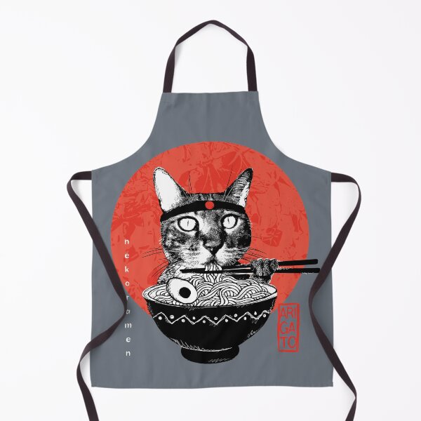 Item preview, Neko Ramen - Arigato, grey background designed and sold by courbebleue.