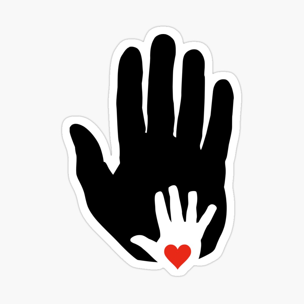 Póster «De la mano silueta - padre con hijo con corazón» de Gramid |  Redbubble