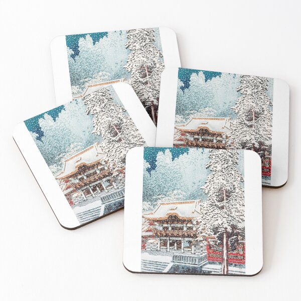 Item preview, Traditional Japanese Snowy landscape - Red Traditional Temple at Nikkō designed and sold by FrostMintStudio.