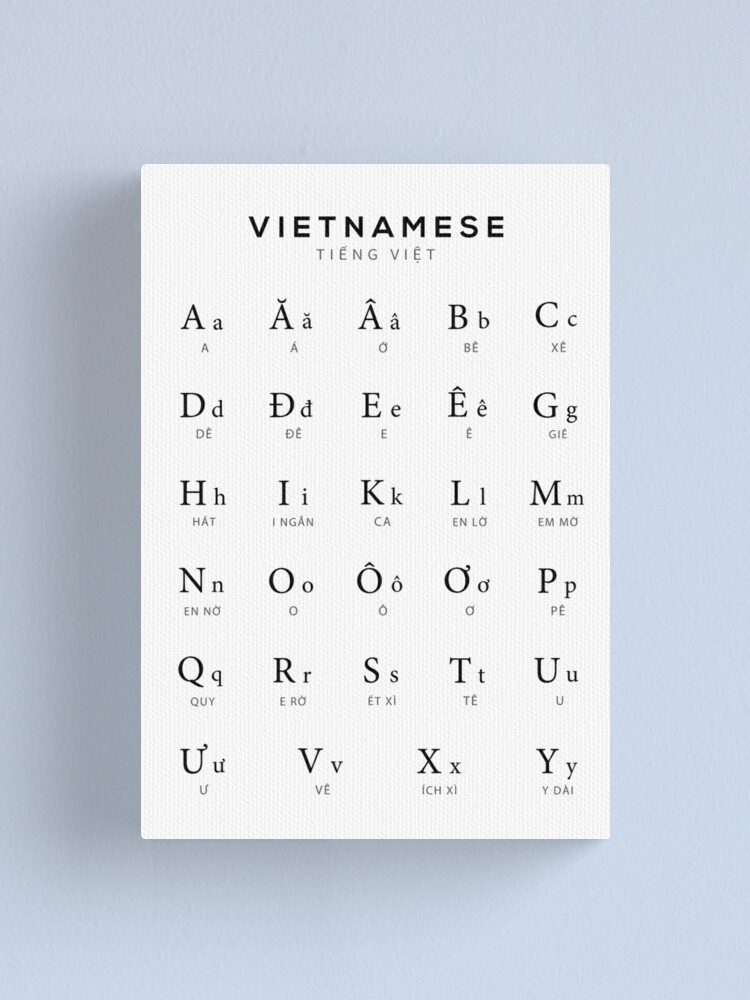 vietnamese alphabet chart vietnam language chart white canvas print for sale by typelab redbubble