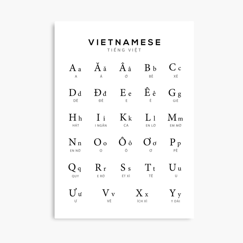 vietnamese alphabet chart vietnam language chart white photographic print for sale by typelab redbubble