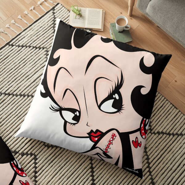 Betty Boop With Betty Tattoo by Art In The Garage Floor Pillow