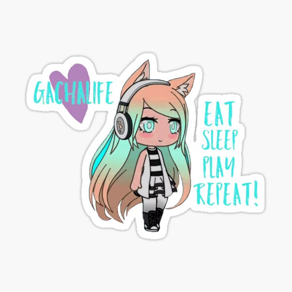 Gacha Girl Eat Sleep Play Cute Sticker