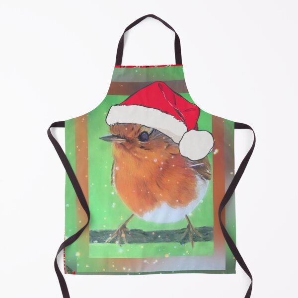 Item preview, Christmas Robin Redbreast bird wearing Santa hat designed and sold by Julieford.