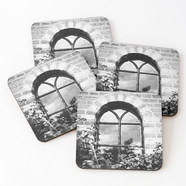 Item preview, Black and White photo of a hidden window behind the bushes on the street designed and sold by Diana van Neck.