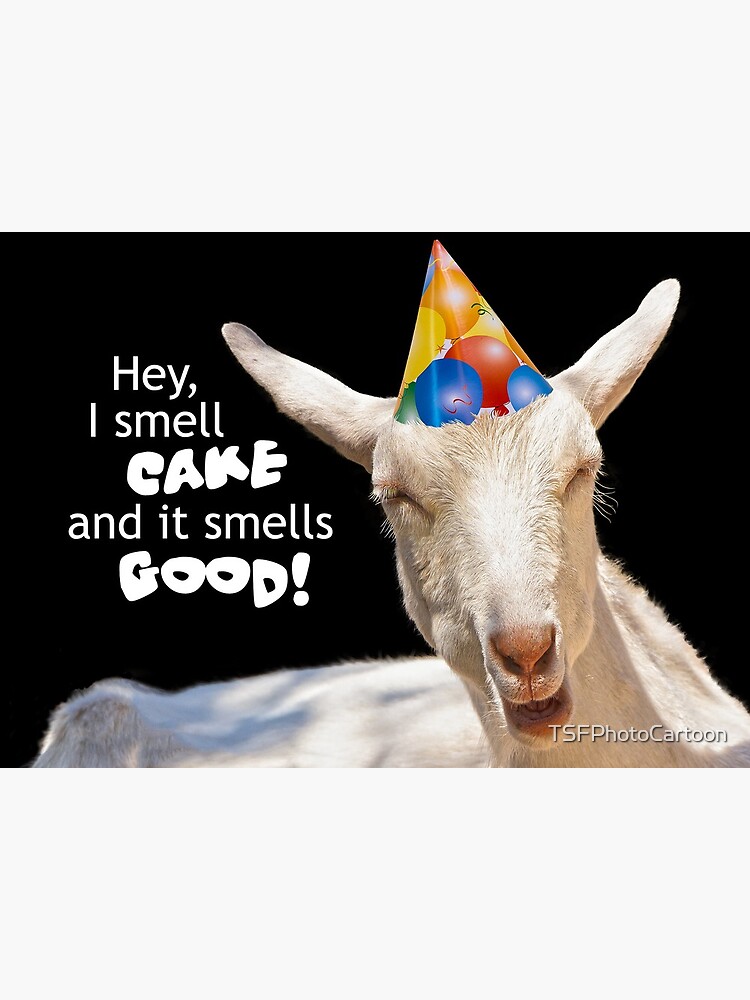 Carte De Vœux Carte De Gateau D Anniversaire Qui Sent La Chevre Par Tsfphotocartoon Redbubble