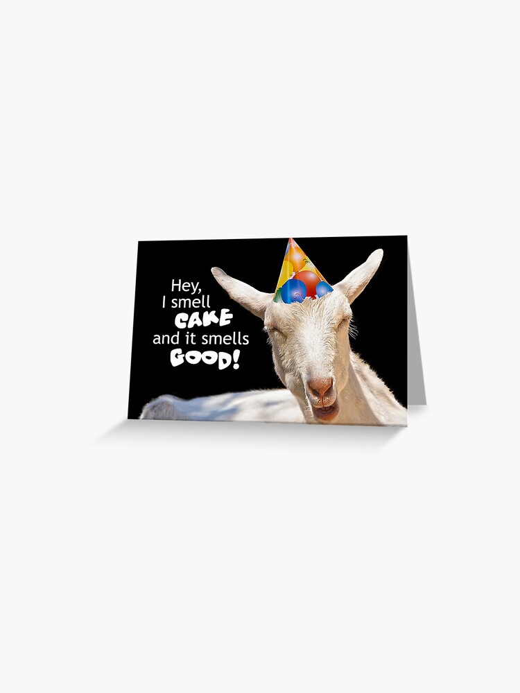 Carte De Vœux Carte De Gateau D Anniversaire Qui Sent La Chevre Par Tsfphotocartoon Redbubble