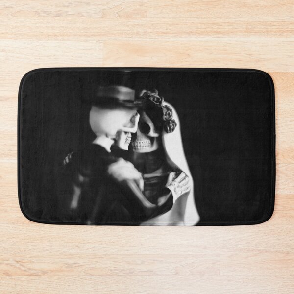 Item preview, The always and forever love of a Halloween skeleton bridal couple, black and white photo designed and sold by Diana van Neck.