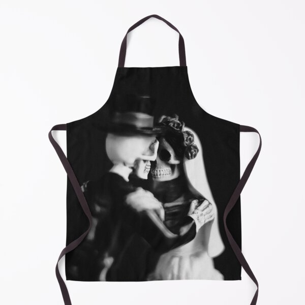 Item preview, The always and forever love of a Halloween skeleton bridal couple, black and white photo designed and sold by Diana van Neck.