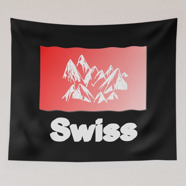 Item preview, Swiss flag motif, mountains, Swiss gift idea designed and sold by Kirei-Lily.