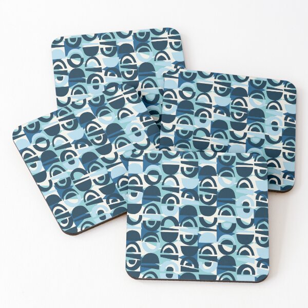 Item preview, Retro Geometric Abstract in tones of blue designed and sold by AngelaSims.
