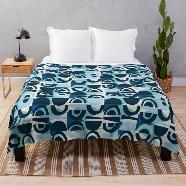 Item preview, Retro Geometric Abstract in tones of blue designed and sold by AngelaSims.