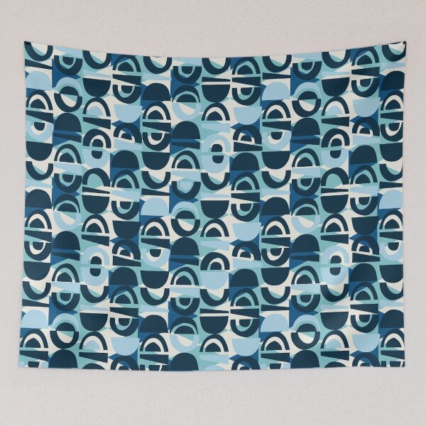 Item preview, Retro Geometric Abstract in tones of blue designed and sold by AngelaSims.