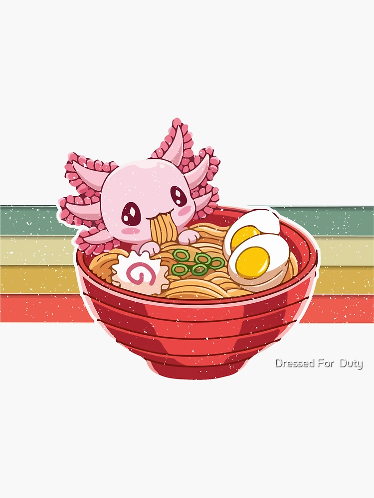 Ramen Axolotl Kawaii Anime Japanese Food Gift Girls Teens Poster