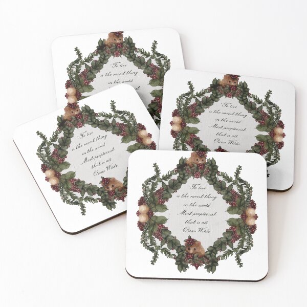 Item preview, Oscar Wilde Quote New Years Resolution Holiday Wreath Berries Christmas Ornaments designed and sold by Monica Laipple.