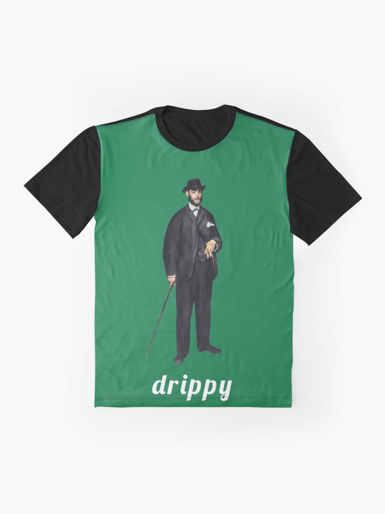 Alternate view of Vintage Fella Wearing a Suit with Dripping Written Below on Green Graphic T-Shirt