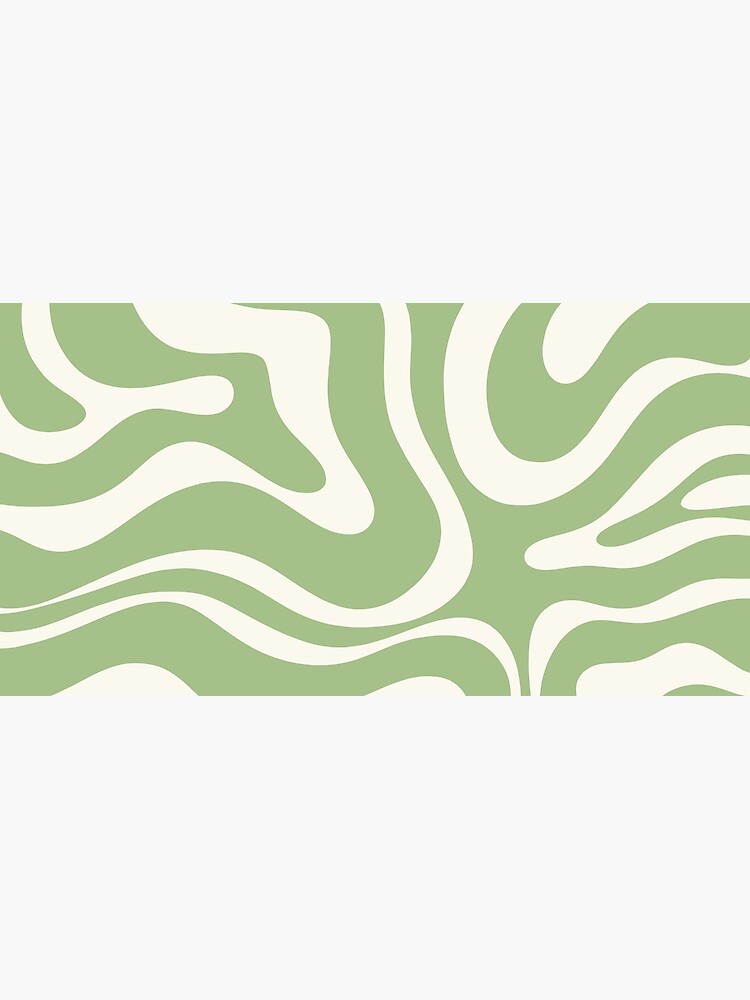 Modern Retro Liquid Swirl Abstract Pattern in Light Sage Green and Cream by kierkegaard