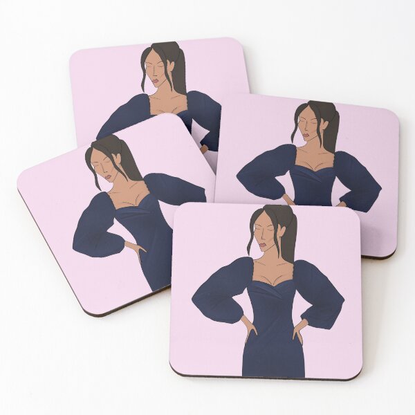 Item preview, Fashion print girl in a blue dress on pink background  designed and sold by WorthVisuals.
