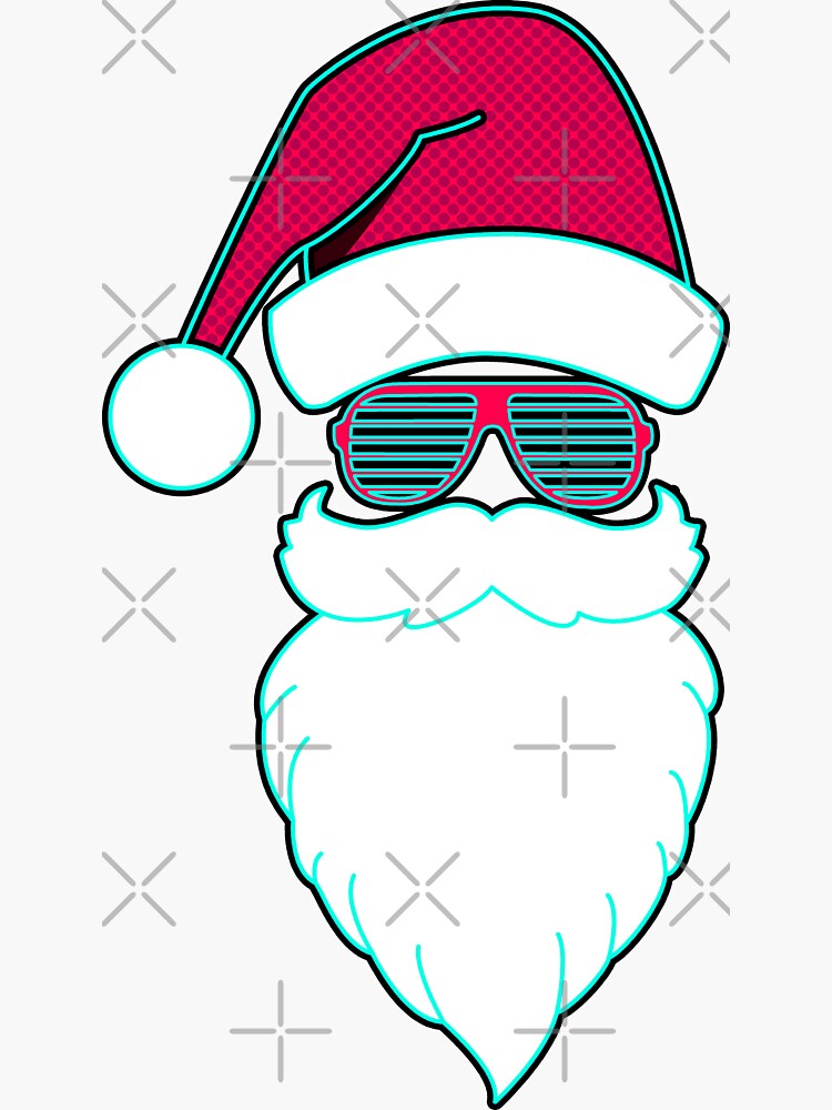 Thumbnail 3 of 3, Sticker, 80s Santa Claus vector art designed and sold by djspacegr.