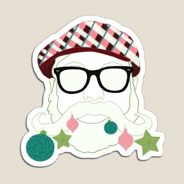 Hipster Santa Magnet