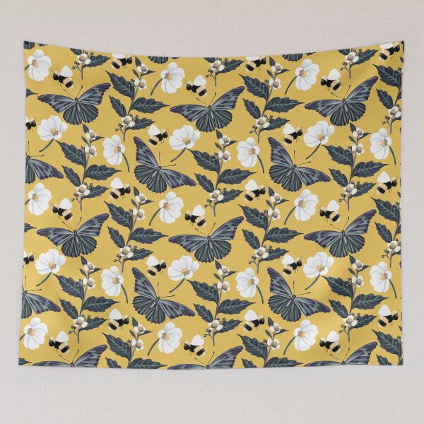 Item preview, Yellow Bumble Bees and Butterflies designed and sold by Happy  People Prints.