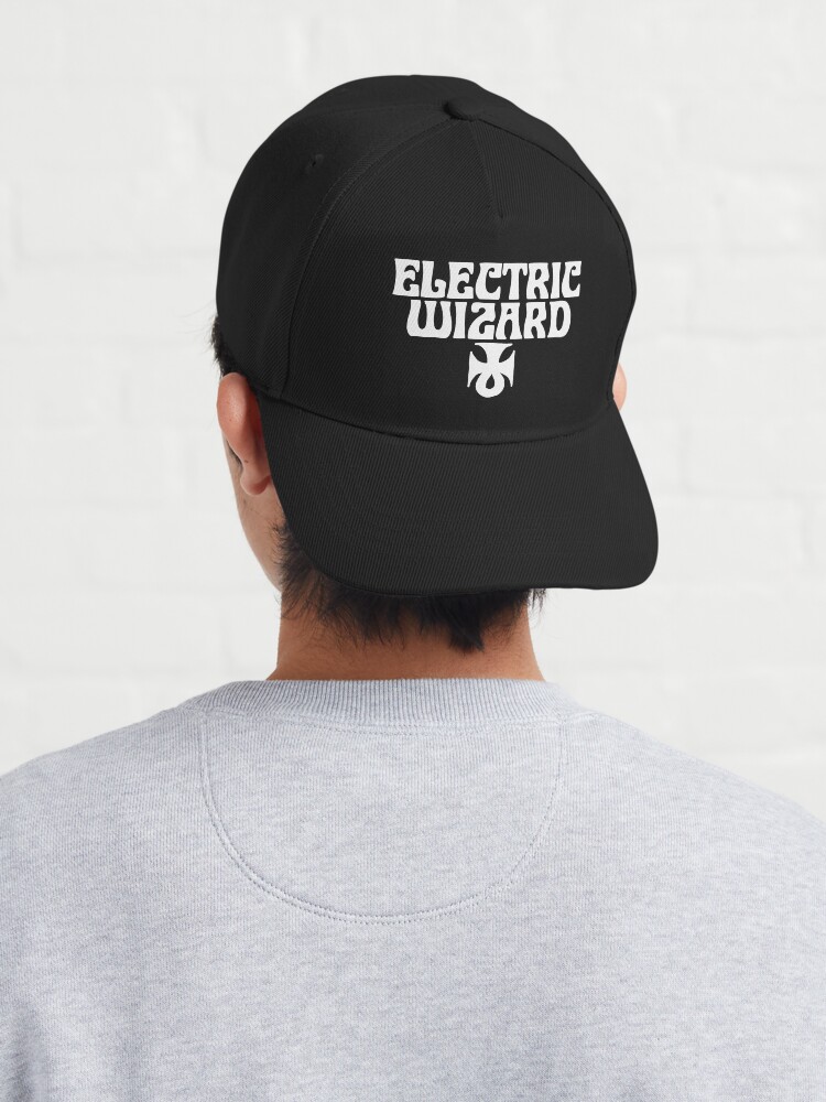 Thumbnail 4 of 7, Cap, Electric Wizard Ankh Stoner Doom Metal Band name (JUST WHITE) designed and sold by TheSmartChicken.