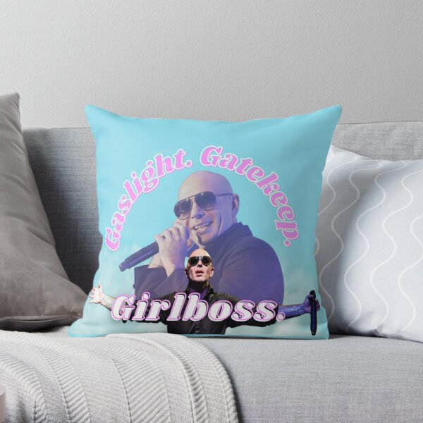 mr worldwide says to girlboss Throw Pillow