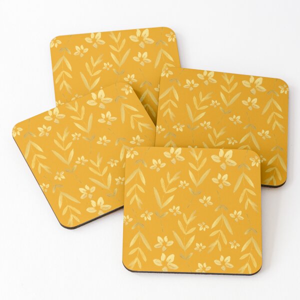 Item preview, Gold Leaf and Flower Pattern on Pumpkin Orange Background designed and sold by Lisa Thomas.