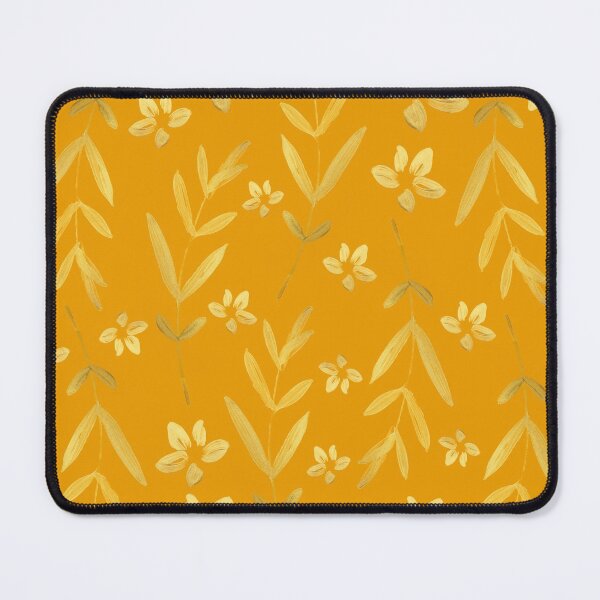 Item preview, Gold Leaf and Flower Pattern on Pumpkin Orange Background designed and sold by Lisa Thomas.