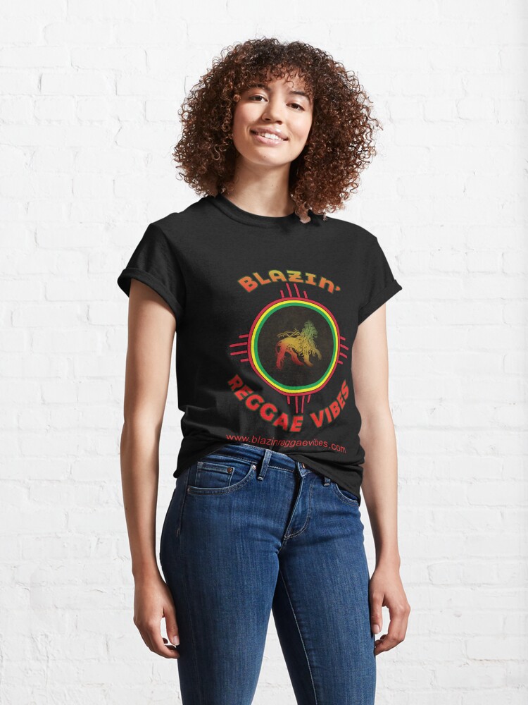 Alternate view of Blazin' Reggae Vibes Blog & Podcast Logo Design  Classic T-Shirt