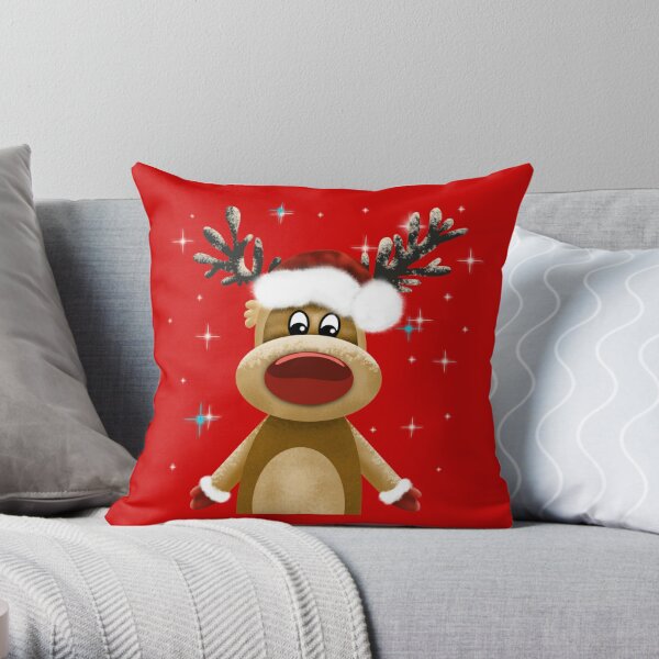 Vintage Rudolph, Merry Christmas, Throw Pillow