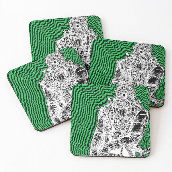 Item preview, Dorohedoro Caiman Trippy Green n Black (Psychedelic border) designed and sold by TheSmartChicken.