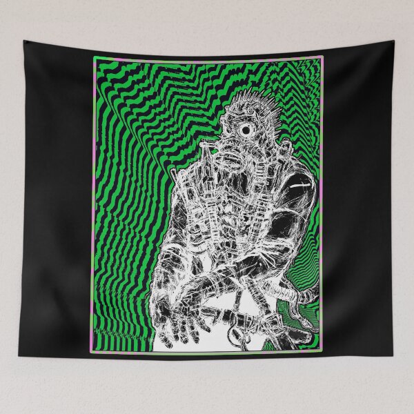 Item preview, Dorohedoro Caiman Trippy Green n Black (Psychedelic border) designed and sold by TheSmartChicken.