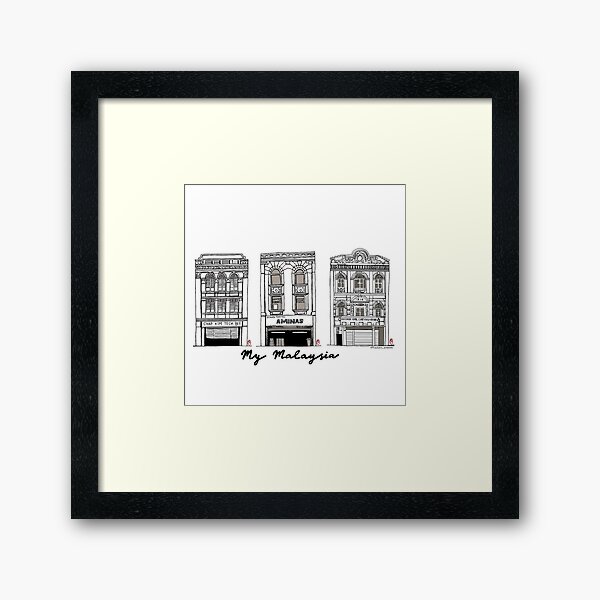 Item preview, My Malaysia: A row of hand-drawn old colonial shop houses designed and sold by FrauTansArtwork.