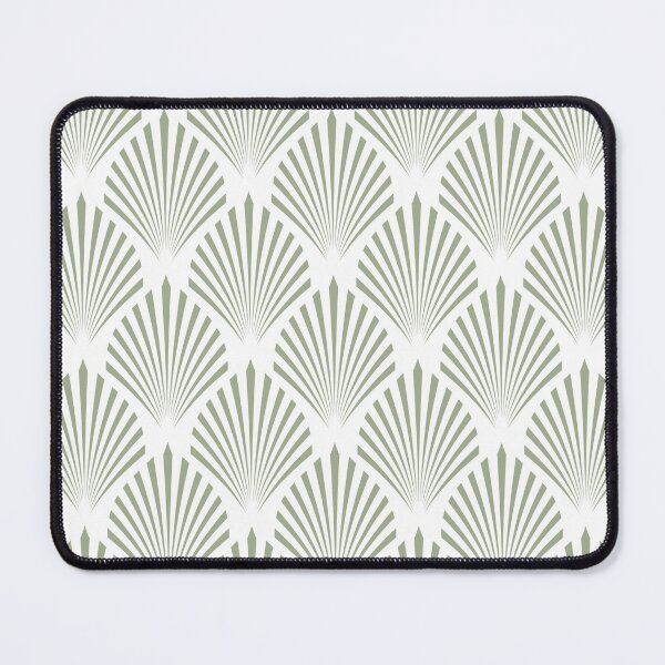 Item preview, Green and White Elegant Scallop Fan Pattern Pairs Dulux 2022 Popular Colour Bamboo Stem designed and sold by ColorOfTheYears.