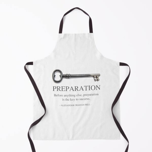 Item preview, PREPARATION - Before anything else, preparation is the key to success - Alexander Graham Bell quote -Single silver key - White minimalist design designed and sold by Art4Motivation.