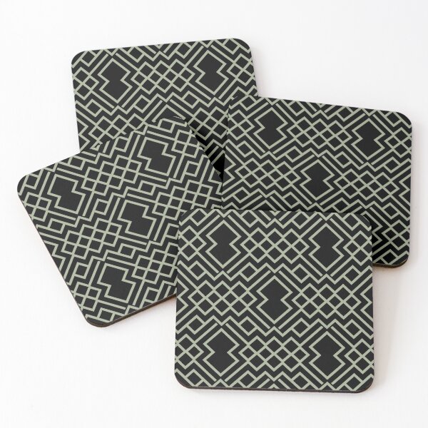 Item preview, Black and Green Modern Abstract Geometric Shape Pattern Pairs Dulux 2022 Popular Colour Bamboo Stem designed and sold by ColorOfTheYears.