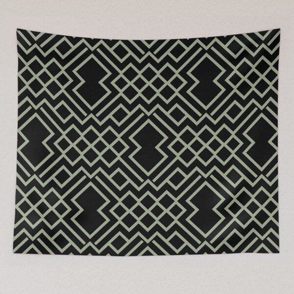 Item preview, Black and Green Modern Abstract Geometric Shape Pattern Pairs Dulux 2022 Popular Colour Bamboo Stem designed and sold by ColorOfTheYears.