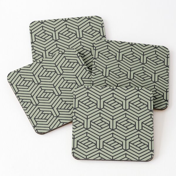 Artikelvorschau, Black and Green Modern Cube Geometric Shape Pattern Pairs Dulux 2022 Popular Colour Bamboo Stem entworfen und verkauft von ColorOfTheYears.